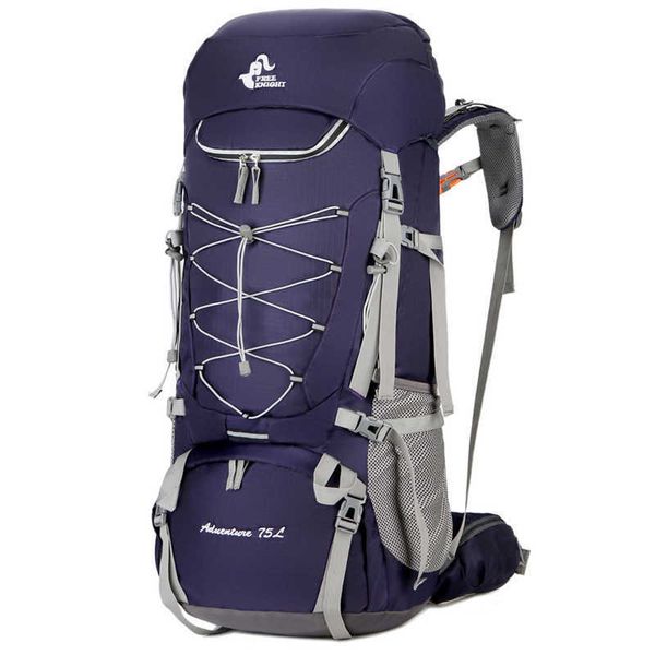 Bolsas ao ar livre Knight 75L Backpack ao ar livre 2023 Nova capacidade de camping de camping Sacos resistentes à água Trekking Rucksack com capa de chuva P230508