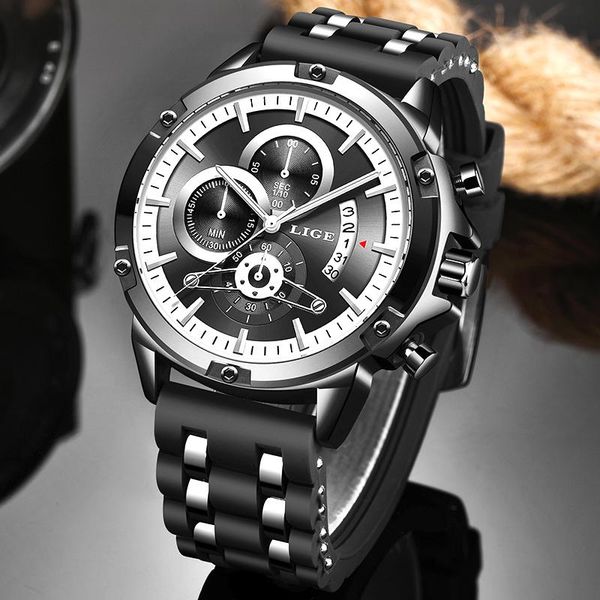 

wristwatches 2021 warterproof watch sports silicone mens watches lige clock male business quartz men relogio masculino, Slivery;brown