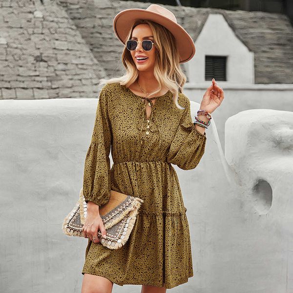 

casual dresses independent rearch development of slim waist long sleeve drs 2021 autumn and winter elegant casual skirt, Black;gray