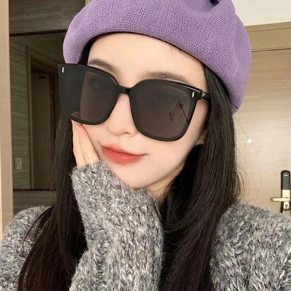 

sunglasses rivet square frame women men gray lens uv400 eye protection girl ladies fashion outdoor eyewear, White;black