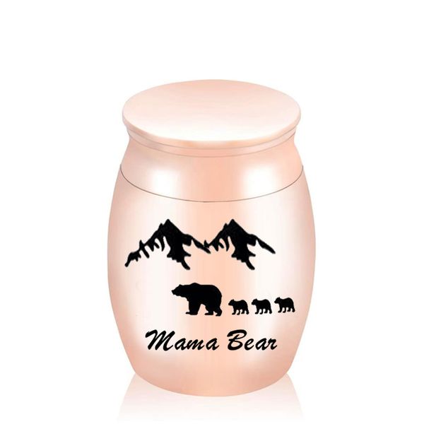 

wholesale aluminum alloy jar pendant bear mama pattern cremation urn keepsake ashes holder memorial urns, Silver