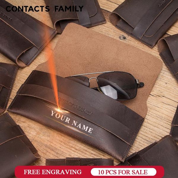 

pencil bags 10p wholesale fashion portable glasses case 100% genuine leather foldable box for eyeglass holder sunglasses accessories