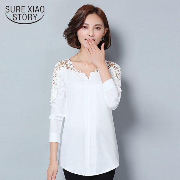 

arrival v-neck fashion autumn strapless hollow long sleeve women elegant linen plus size shirt 988g 25 210415, White