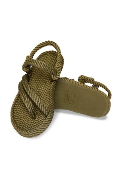 

sandals cancun rubber-soled women 's rope khaki, Black