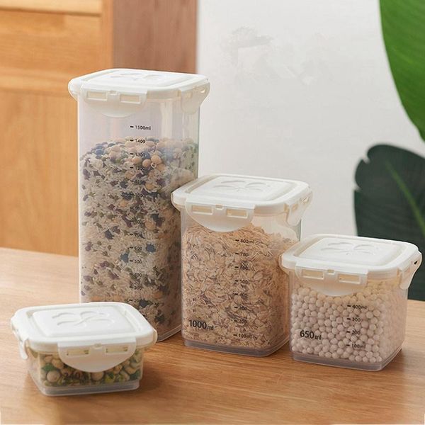 

storage bottles & jars sealed square transparent plastic tank kitchen container food tool