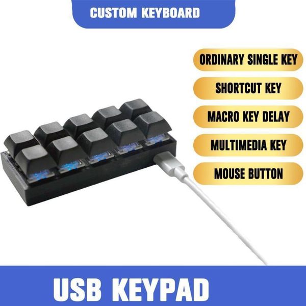 

keyboards programmable mechanical usb mini 10 keys macro keypad programming keyboard gaming diy shortcut