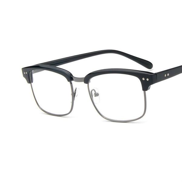 

viodream universal fashion retro semi frame plastic spectacle glasses eyewear prateleiras de vidros opticos sunglasses frames, Black