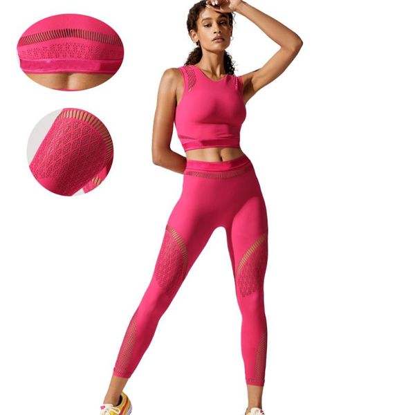 

yoga outfit fashion hollow set gym clothing women sportwear workout leggings sport seamless suit for fitness active wear red