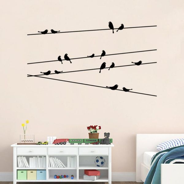 

wall stickers birds stand on the wire simple decals diy art mural decor removable waterproof decoration for living room and