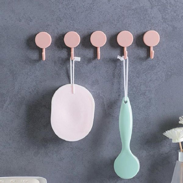 

10pcs punch hooks self-adhesive kitchen wall hanger simple decorative hook dark and light & rails