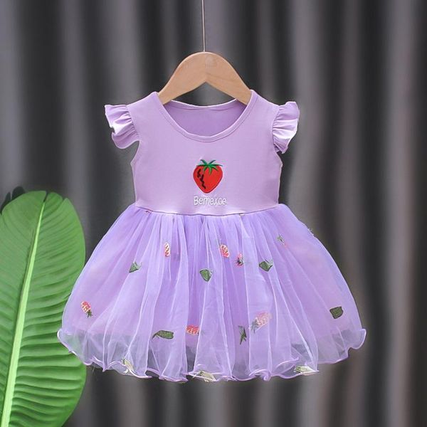 

girl's dresses party dress for girls 4 years princess summer casual sleeveless flower patterns gauze children's clothing vestido, Red;yellow