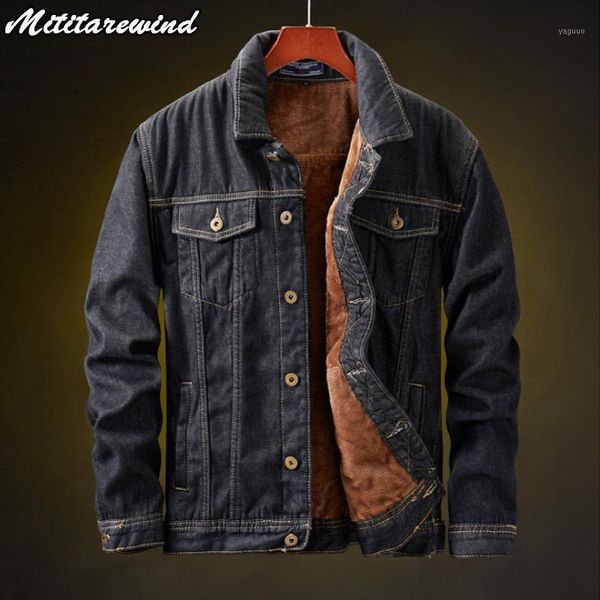 

winter jacket men fleece thick warm vintage jeans jackets coats streetwear casual man denim windbreaker cowboy size m-8xl men's, Black;brown