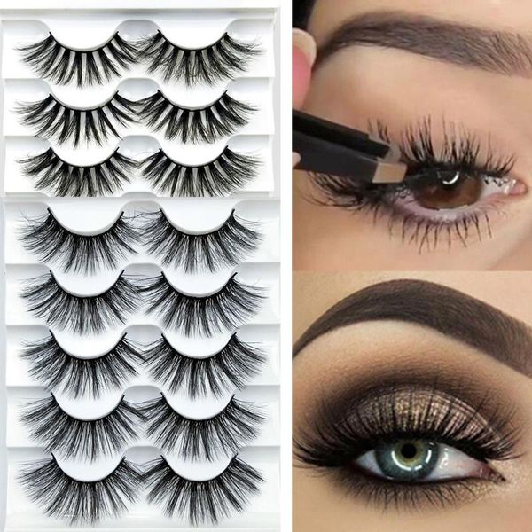 

false eyelashes 5 pairs 6d faux mink lashes natural long eyelasheshandmade cruelty-makeup eyelash extension silk
