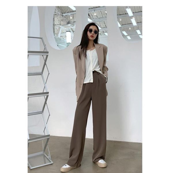 

women's pants & capris wide-leg summer high waist was thinner 2021 loose casual straight-leg were slim suit qn*, Black;white