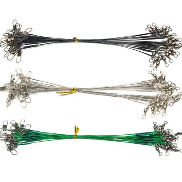 

60pcs fishing wire leaders heavy duty with snap swivel stainless steel wear resistance trace line for braid
