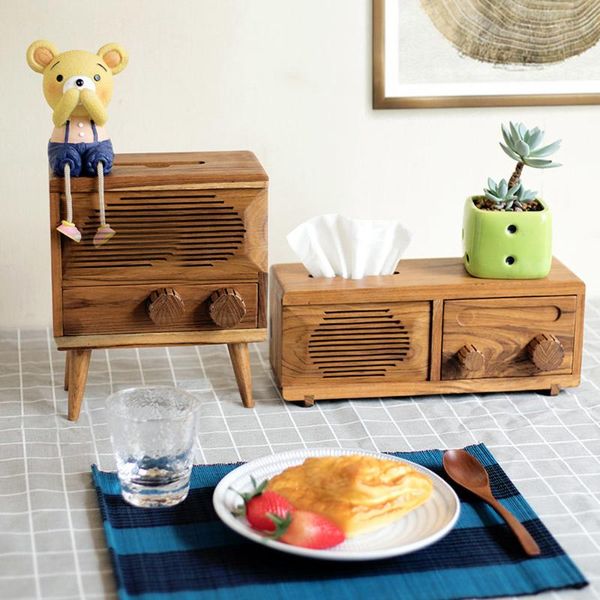 

tissue boxes & napkins vintage solid wood radio box wooden bar cafe drawers deskdecorations lo922600