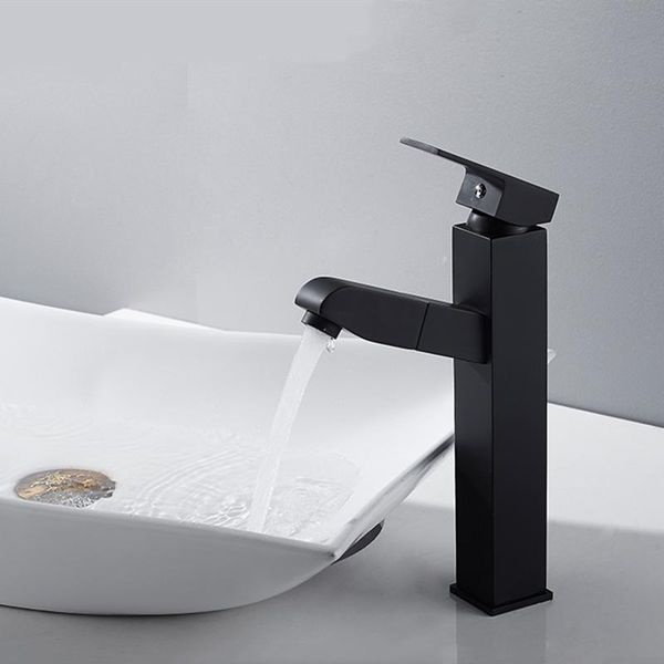 

bathroom sink faucets liuyue basin black brass pull out tall square faucet single handle/hole cold water mixer taps