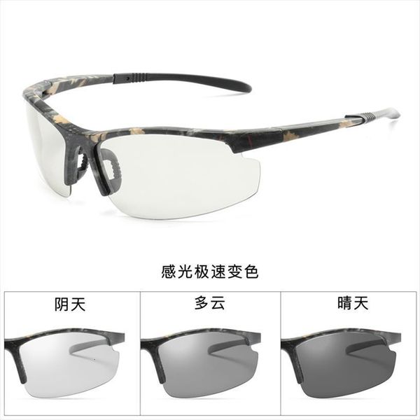 

Photochromic Chameleon Sunglasses Men Driving Polarized Sun Glasses For Half Frame Sport Fashion, White;black