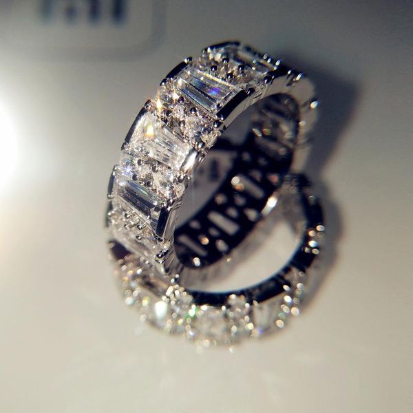 

cluster rings big bling cubic zircon stone silver color round for women wedding engagement fashion jewelry 2021 s925, Golden;silver