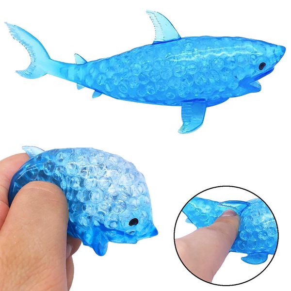 

spongy shark bead stress ball toy squeezable squishies toy stress relief funny slow rebound toys for children boys and girls#40
