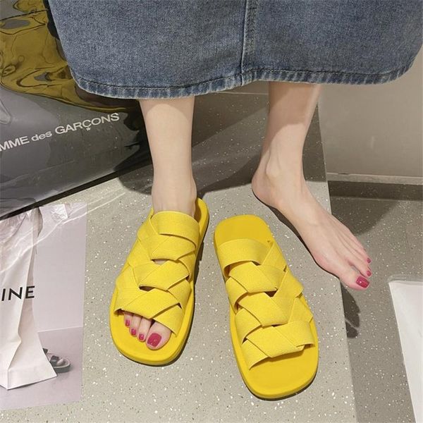 

slippers women hollow out beach 2021 summer weave flat sandals fashion casual open toed office woman shoes, Black