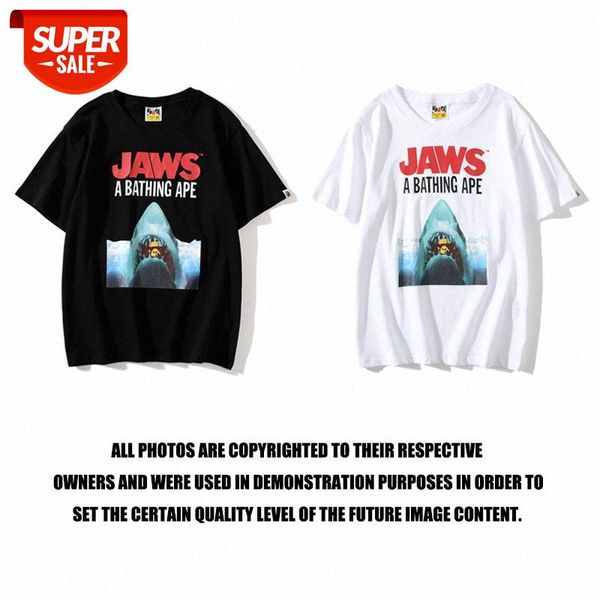 

japanese brand shark jaws joint big eating ape man t-shirt street bottoming shirt #rk4m, White;black