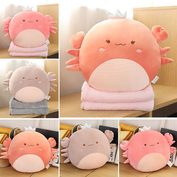 

25*25cm cute squsihy stuffed crab doll with holes ultra soft orange pink grey underwater animal warm hands christmas gift