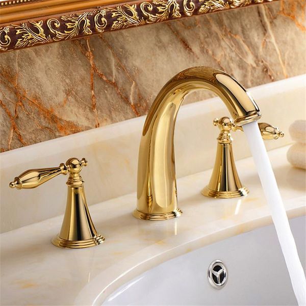 

bathroom sink faucets arrivals faucet water tap 3 hole pcs arc-shaped widespread double handle basin mixer