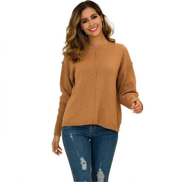 

women's sweaters 2021 women autumn winter solid o neck long sleeve harajuku loose casual streetwear knitted pullovers sweater sj4049m, White;black