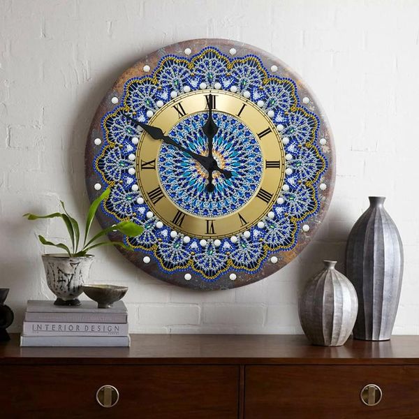 

mandala diamond painting clock 5d metal tin signs embroidery cross stitch diy arts crafts bar pub signboard wall decor clocks