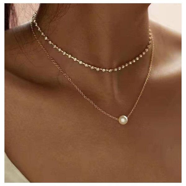 

chains jewelry imitation pearl pendant necklace claw chain female 12430, Silver