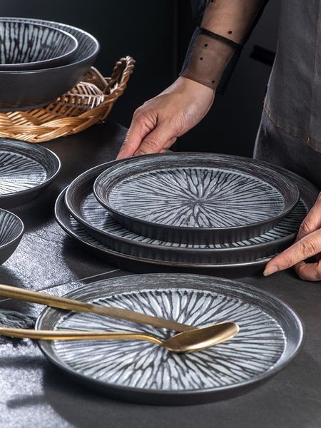 

dishes & plates nordic retro ceramic plate western steak flat creative household kitchen tableware supplies fruit