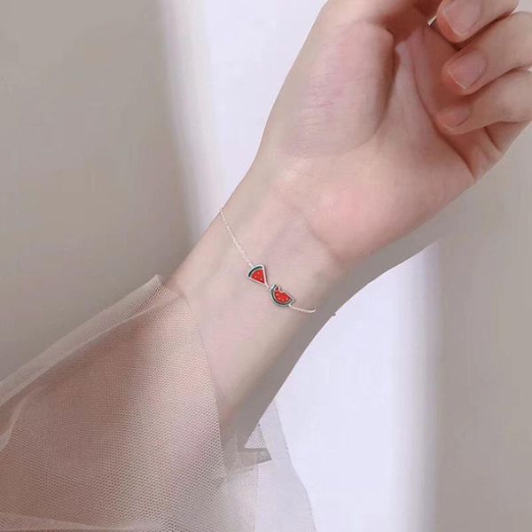 

link, chain simple character creative design watermelon fruit bracelet female charm jewelry gifts, Black
