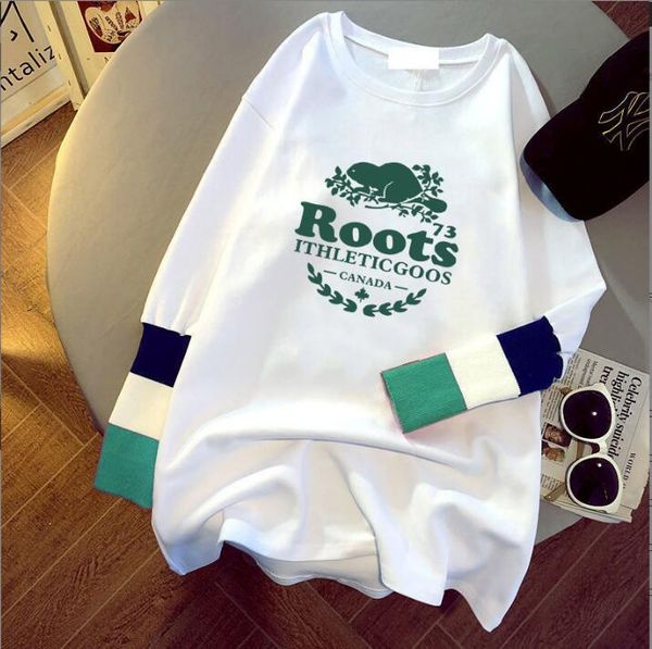 

brand round neck shirt women's t-shirt long-sleeved spring and autumn new loose and thin outer , solid color inner bottoming shirts, White