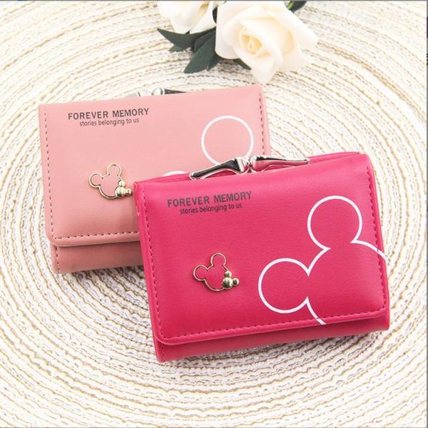 

women's bag leisure lovely student zero wallets short coin card wallet, Brown;gray