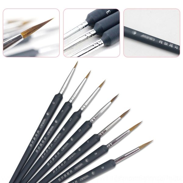 

wTvY langhao line marker single pens oil painting set detail brush wolf tail stroke edge marker oil painting brush set, Black;red