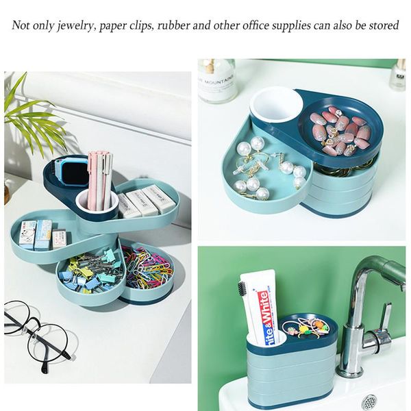 

storage boxes & bins jewelry box multilayer rotating plastic stand earrings ring cosmetics beauty container organizer with lpfk