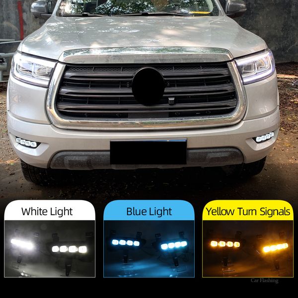 1 Set Auto DRL-LED-Tag-Lauf-Lauflichter mit Umdrehungssignal Gelbstil 12-V-Tag-Fahrlampen für Great Wall Gun 2019 2020