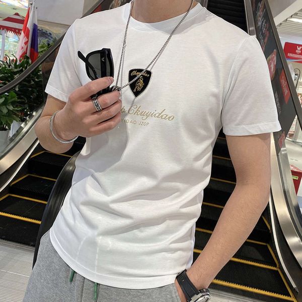 

shirt short men's polo 2021 summer 0 european heavy craft 0-dip taurus dign handsome youth slim half sve t-shirt, White;black