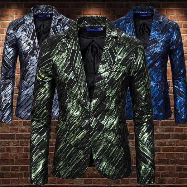 

men's suits & blazers buckle shiny diagonal stripe blazer men designs one jacket mens fashion stage singers clothes b448, White;black