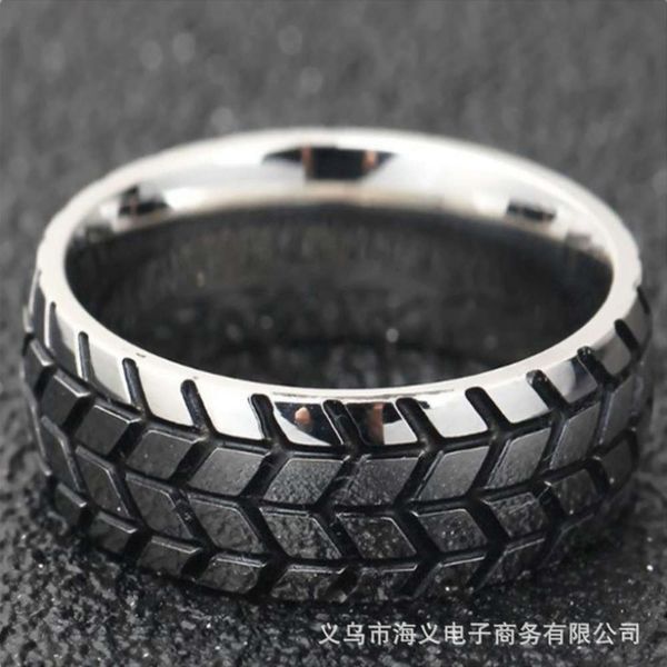 

haiyi new electroplating three dimensional carving tire ring for lovers, Black