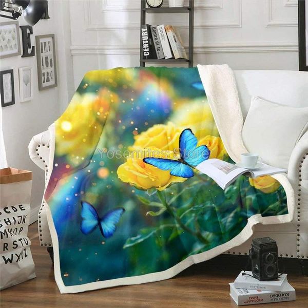

blankets castle fairy yellow roses print sherpa fleece blanket fresh flowers with green leaves throw kids teens adults fancy blue