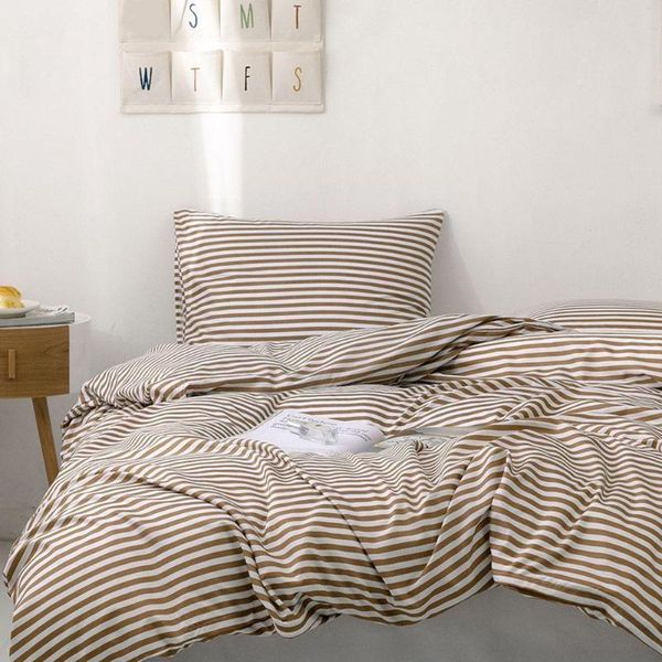 

bedding sets simple japanese style striped home brushed us size set three-piece printing a6b0