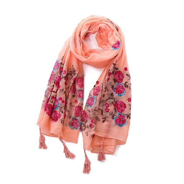 

scarves flower embroidery scarf floral pattern viscose scarfs abaya dubai fabric lightweight, Blue;gray