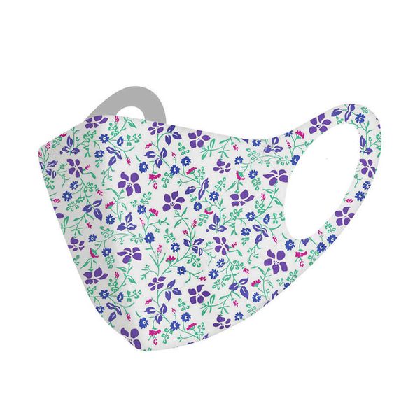 

2021 ice silk cotton warm air layer knitted mask 3d printing washable floral thin masks