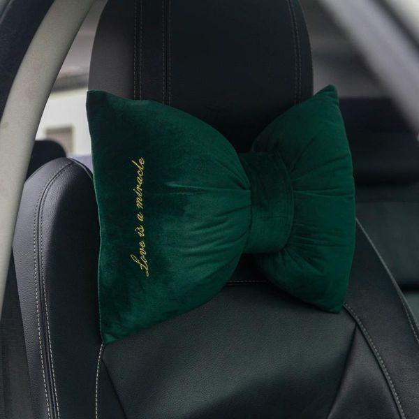 

plush silk car headrest pillow neck memory lumbar support cotton breathable auto rest cushion seat