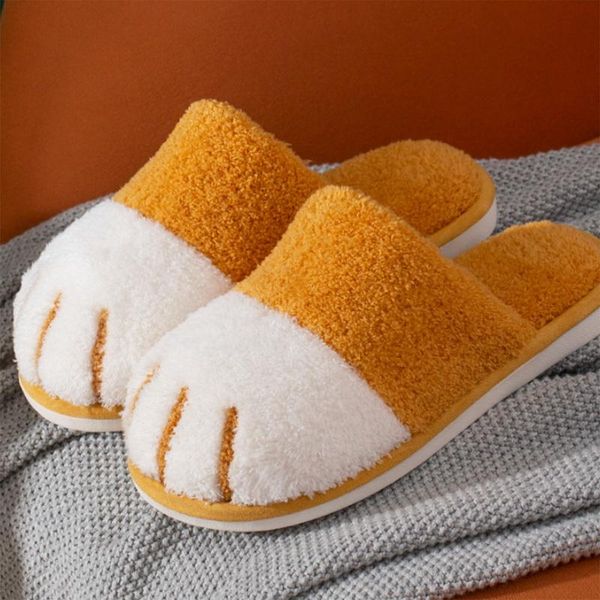 

winter women indoor slippers cute cat bedroom furry non-slip house warm fur slipers plush shoes, Black