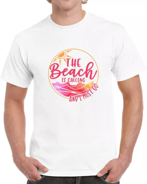 

the beach is calling tropical tee sunshine & waves novelty vacation gift tshirt, White;black