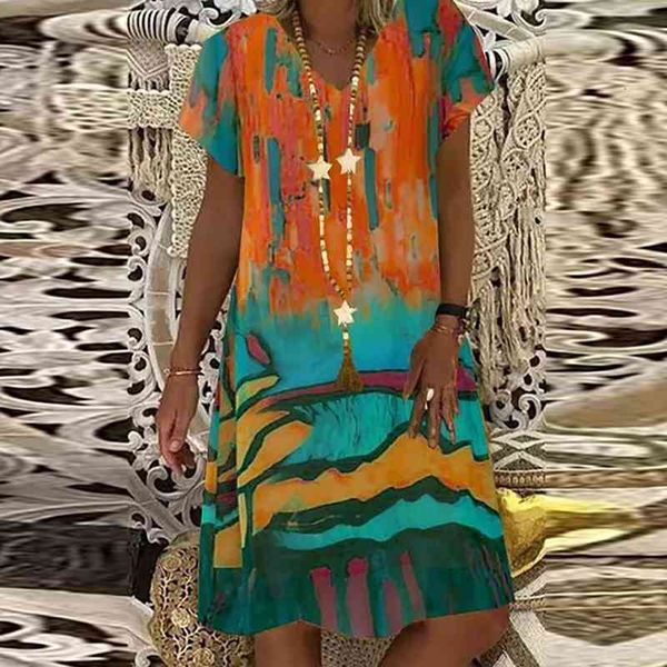 

summer women print casual dress plus size short sleeve v neck elegant dresses for women clothing vestidos mujer verano, Black;gray