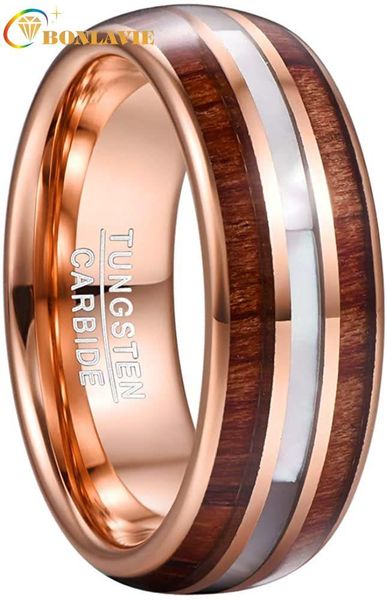 

wedding rings 8mm tungsten carbide ring hawaiian koa wood steel mother of pearl shell band comfor fit size 7-12, Slivery;golden